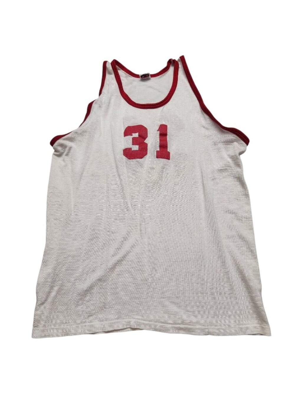 Vintage Athletic 1960s Basketball Jersey By Mason Size XL 46-48 White & Red #31